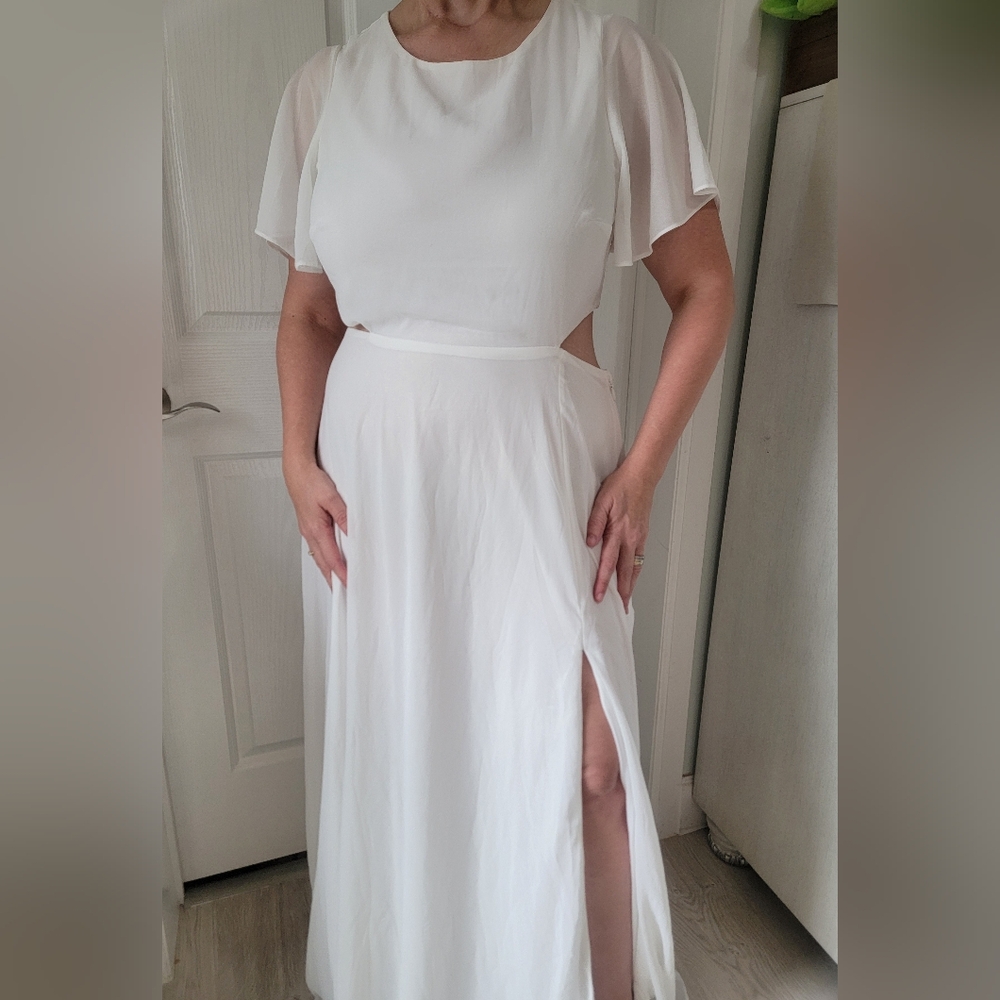 Lulu's Elegant White Maxi Dress